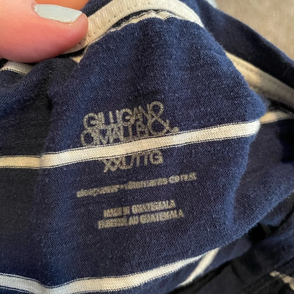 Gilligan & O’Malley blue and white striped tee shirt sleep dress XXL